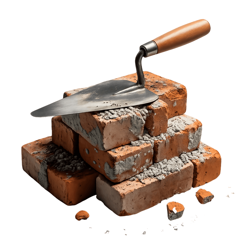 Construction materials — bricks and trowel