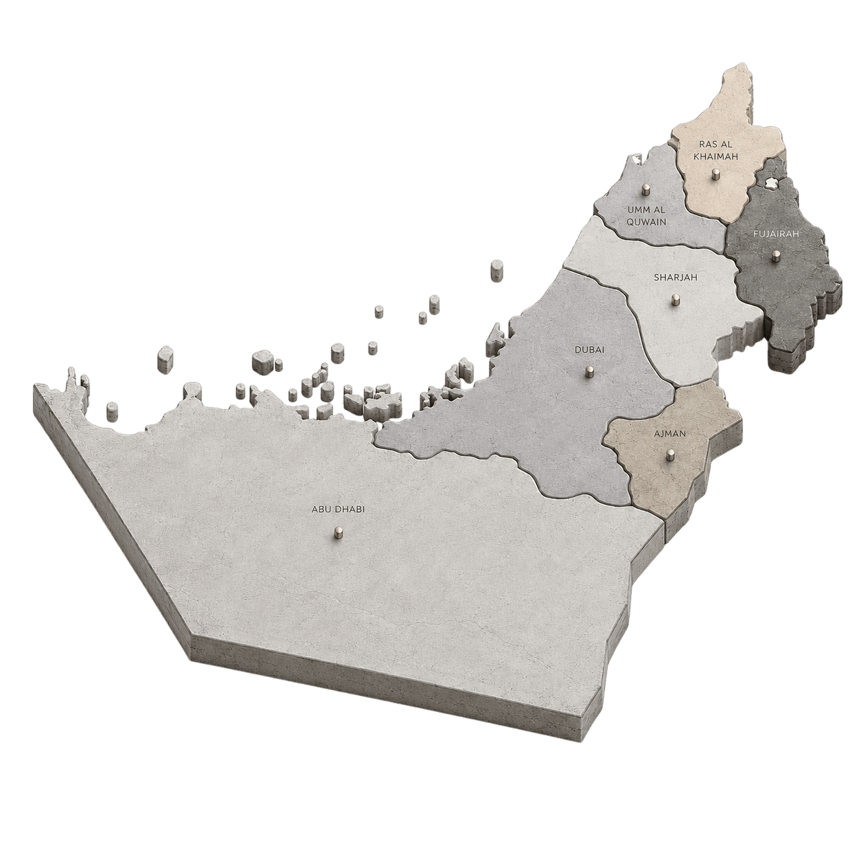 UAE coverage map — all seven emirates